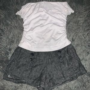 Imitation two piece romper with pockets
